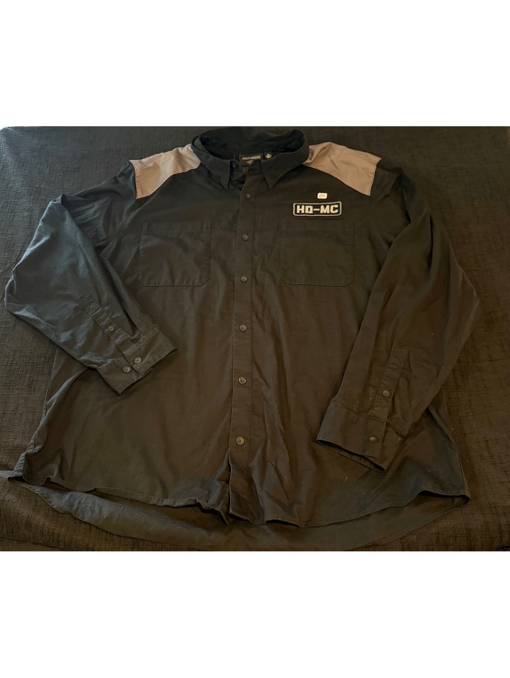 Harley-Davidson Men's 3XL Black and Gray Long Sleeve Button-Up Shirt with HD-MC